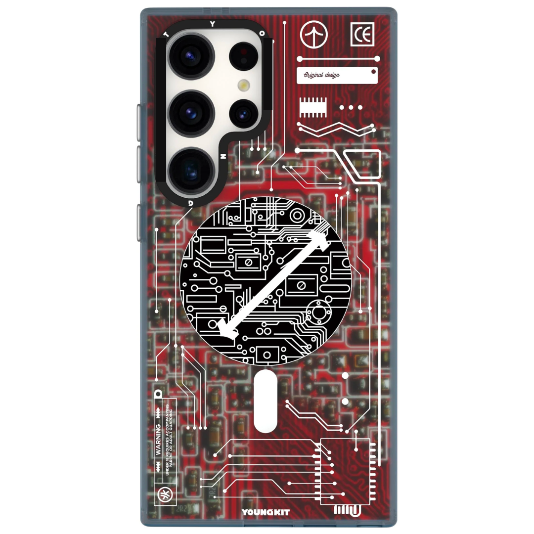 3d Mechanical Circuit Magsafe Samsung Galaxy S24 Ultra Case-Red
