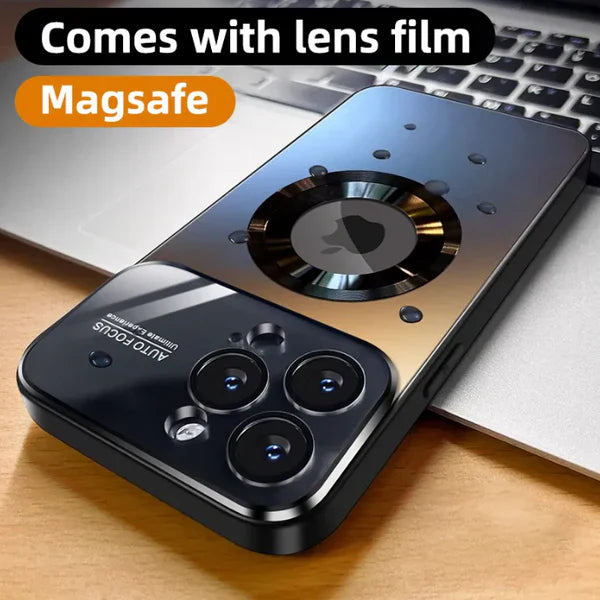 Magnetic Magsafe Logo-Cut Glass Shield Case - iPhone