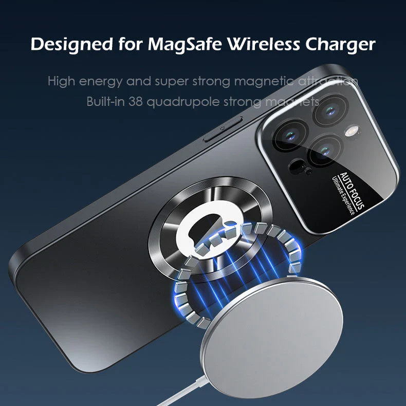 Magnetic Magsafe Logo-Cut Glass Shield Case - iPhone