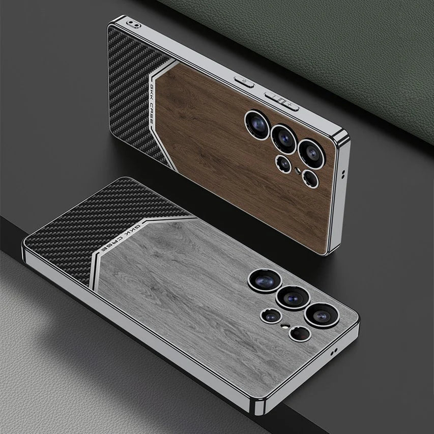 Premium Leather Wood Grain Texture Case - Galaxy S25 Ultra