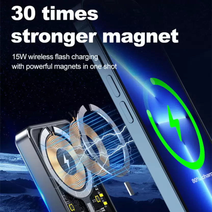 ClearVolt™ 5000 mAh Magnetic Wireless Transparent Power Bank