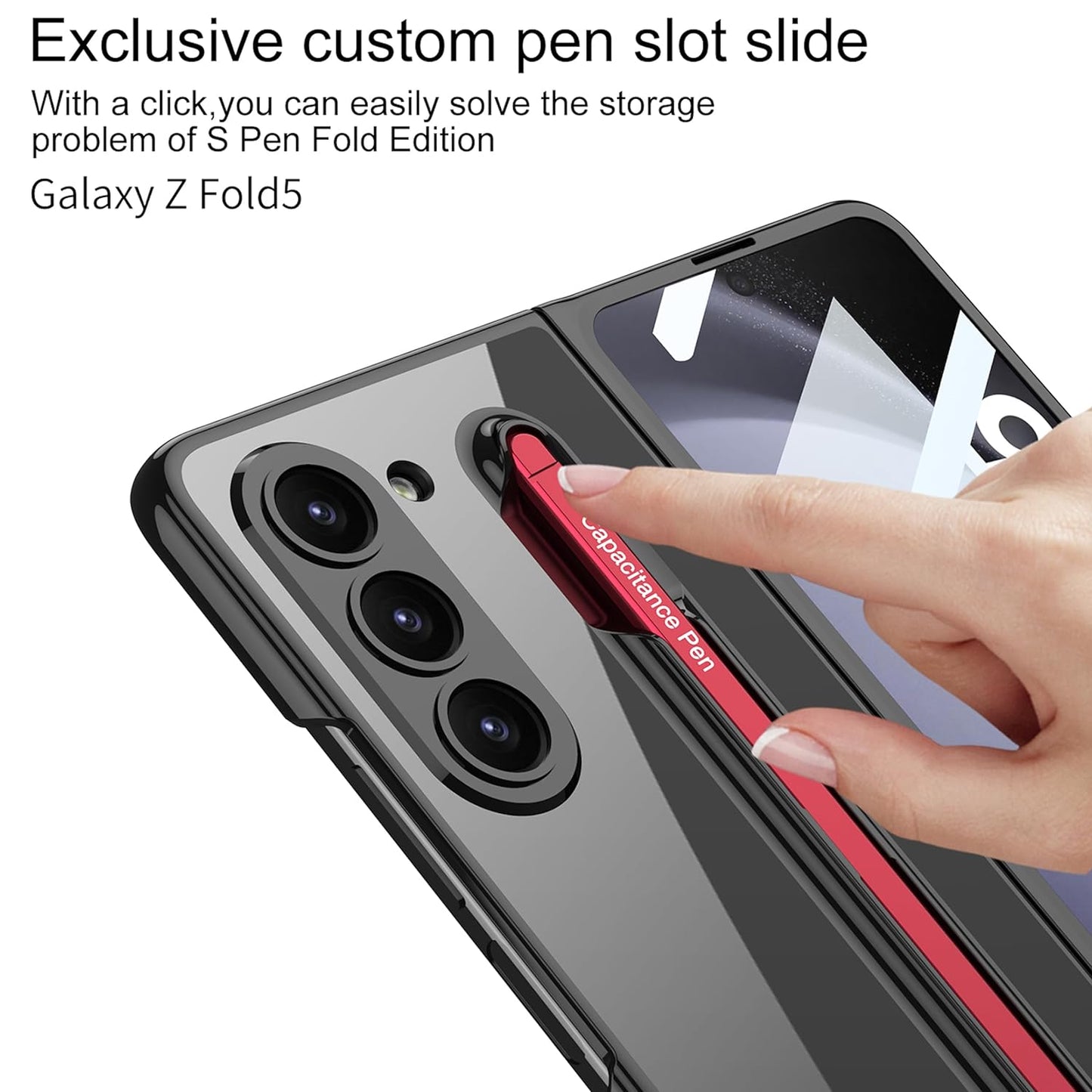 TRANSPARENT CASE WITH MAGNETIC HINGE & CAPACITANCE PEN FOR GALAXY Z FOLD 5