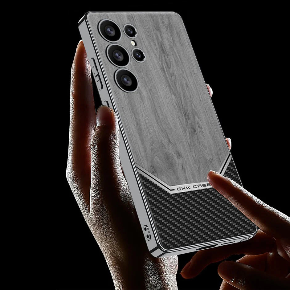 Premium Leather Wood Grain Texture Case - Galaxy S25 Ultra