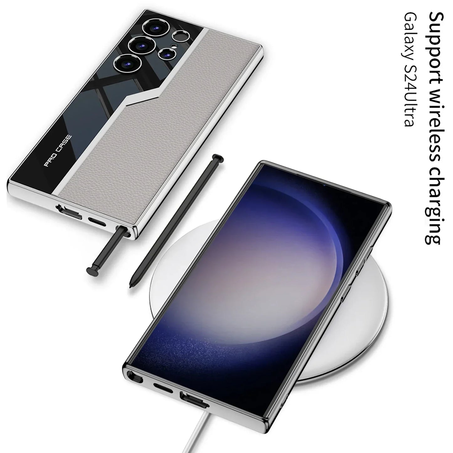 Luxury Plain Leather Electroplated Case for Galaxy S Series