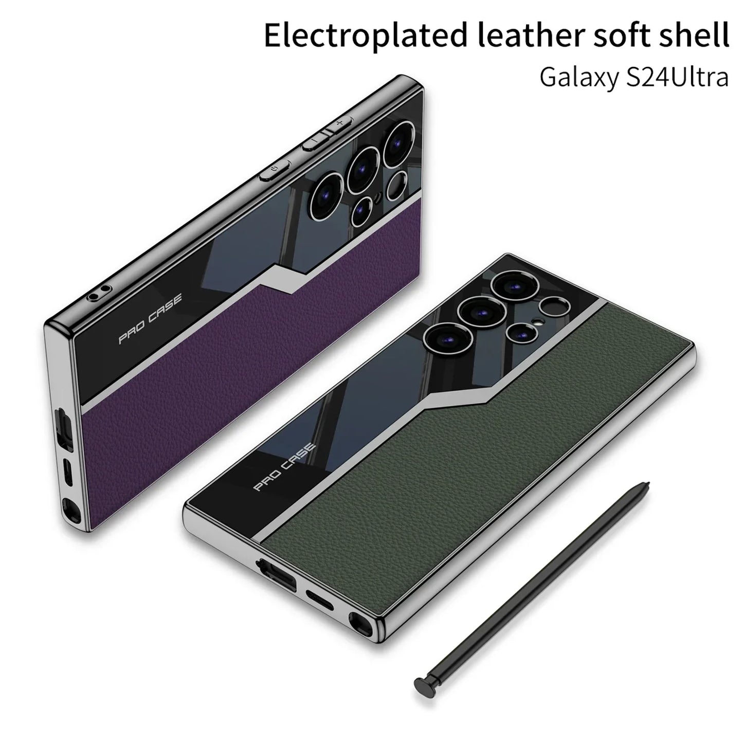 Luxury Plain Leather Electroplated Case for Galaxy S Series