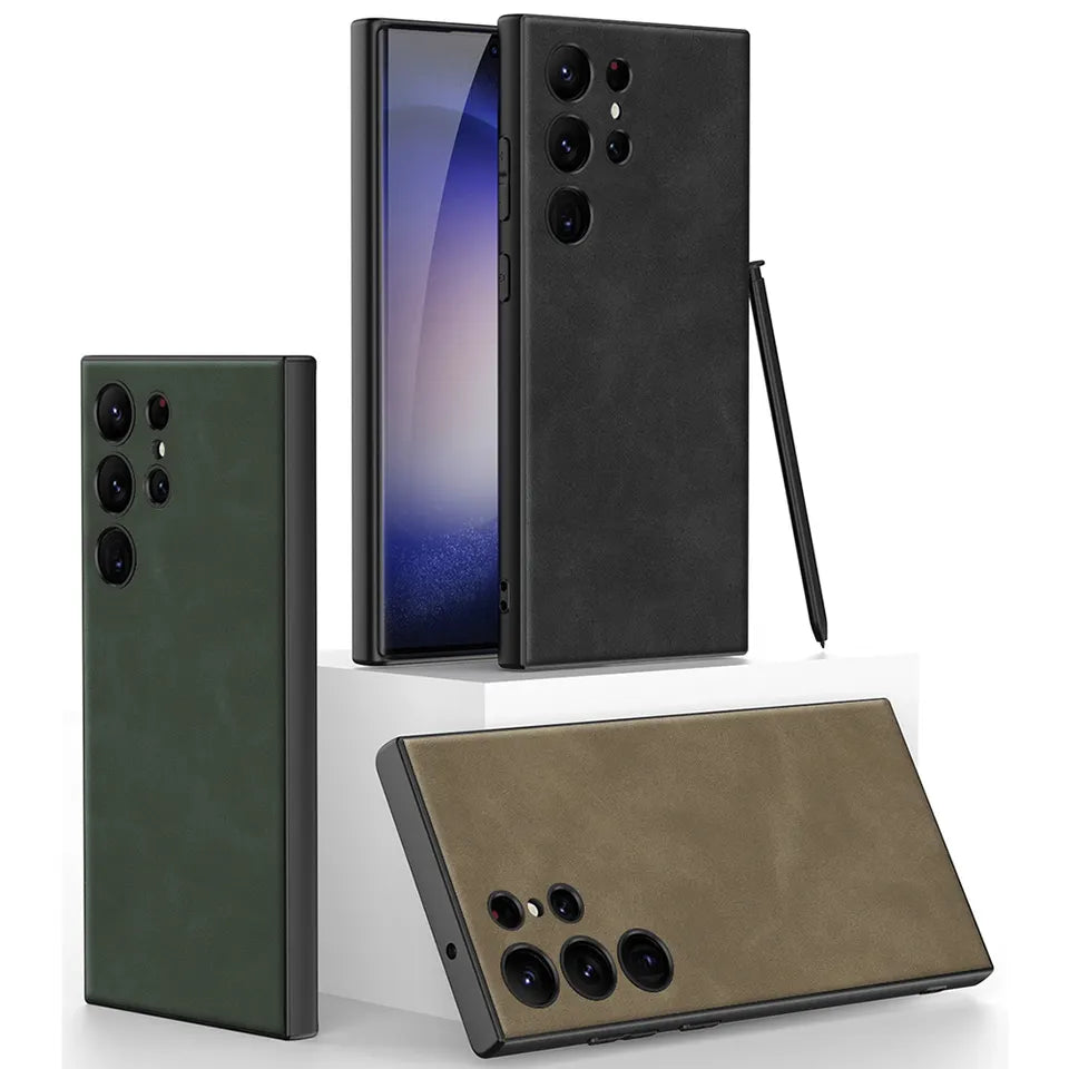 Luxury Leather Slim Case For Galaxy S23 Ultra