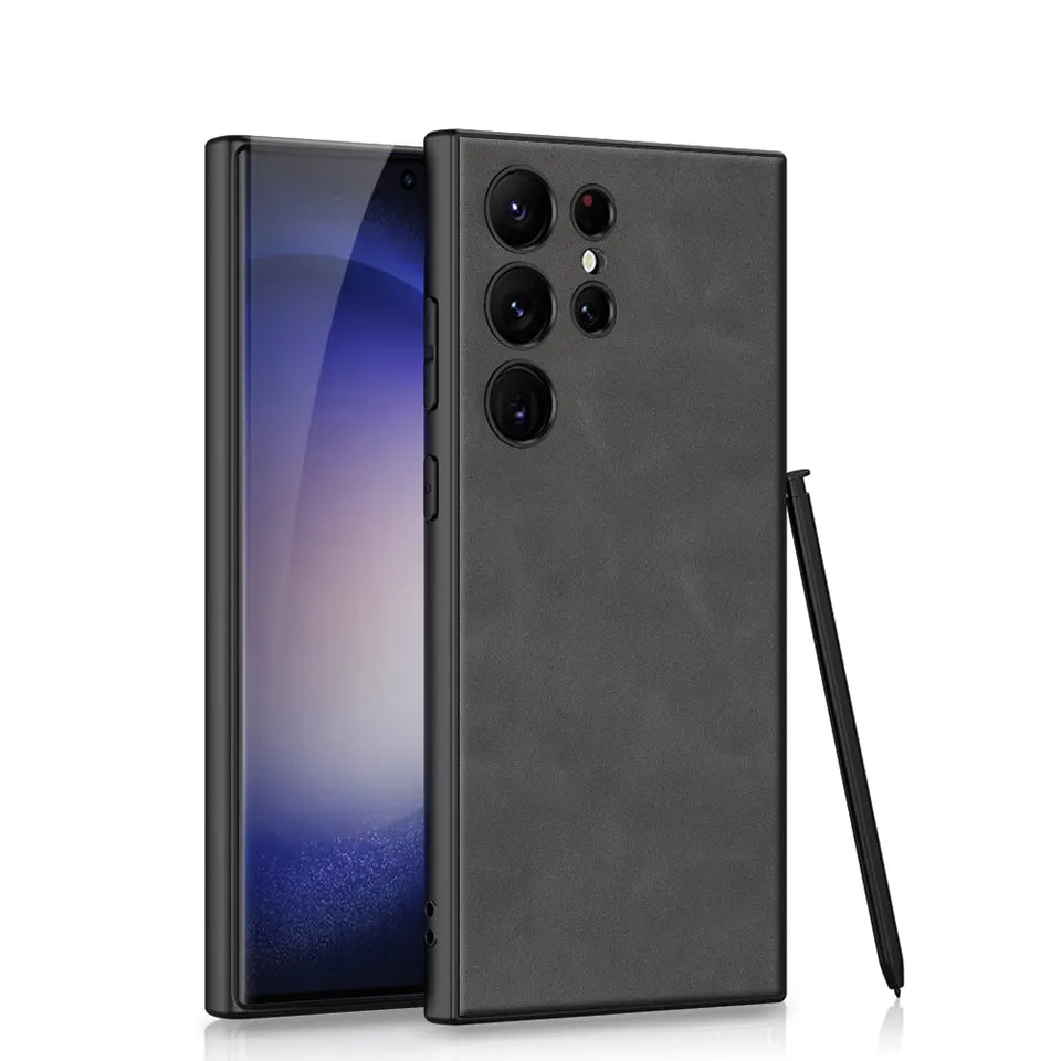 Luxury Leather Slim Case For Galaxy S23 Ultra