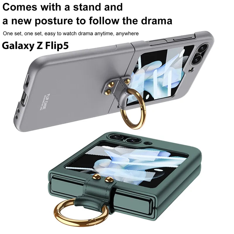 Shock-resistant Hard with Metal Ring Case For Samsung Galaxy Z Flip 5