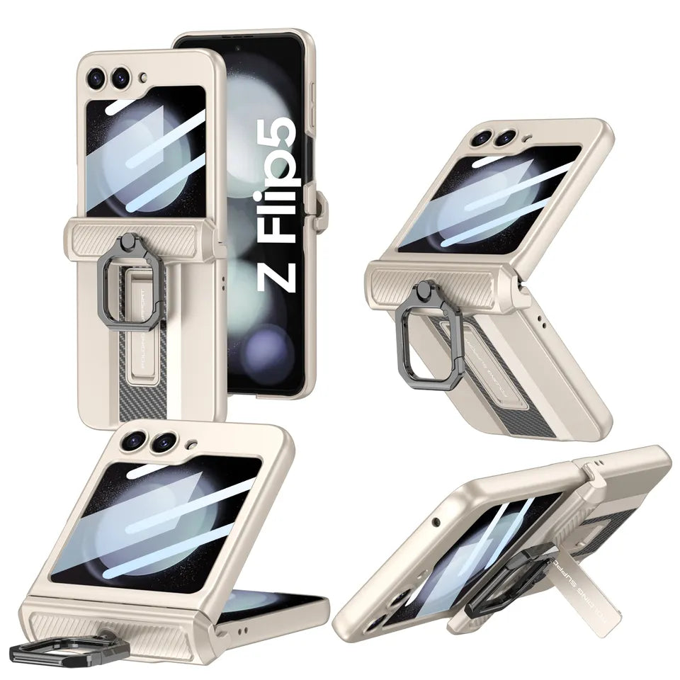 Magnetic Hinge Ring Stand Armor Case For Samsung Galaxy Z Flip 5