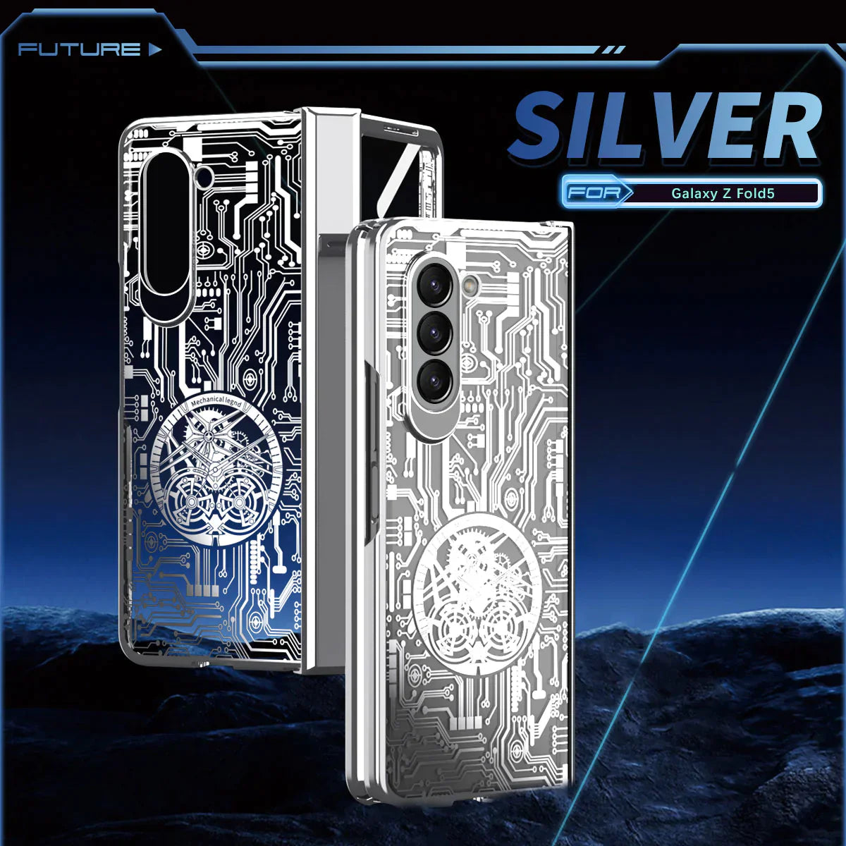 Mechanical Design MagSafe Transparent Shockproof Cover For Samsung Galaxy Z Fold 5