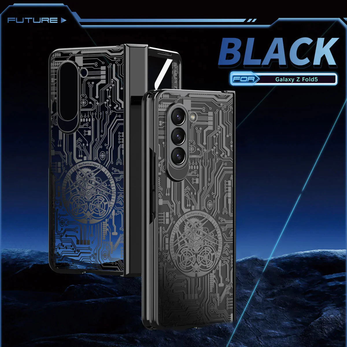 Mechanical Design MagSafe Transparent Shockproof Cover For Samsung Galaxy Z Fold 5