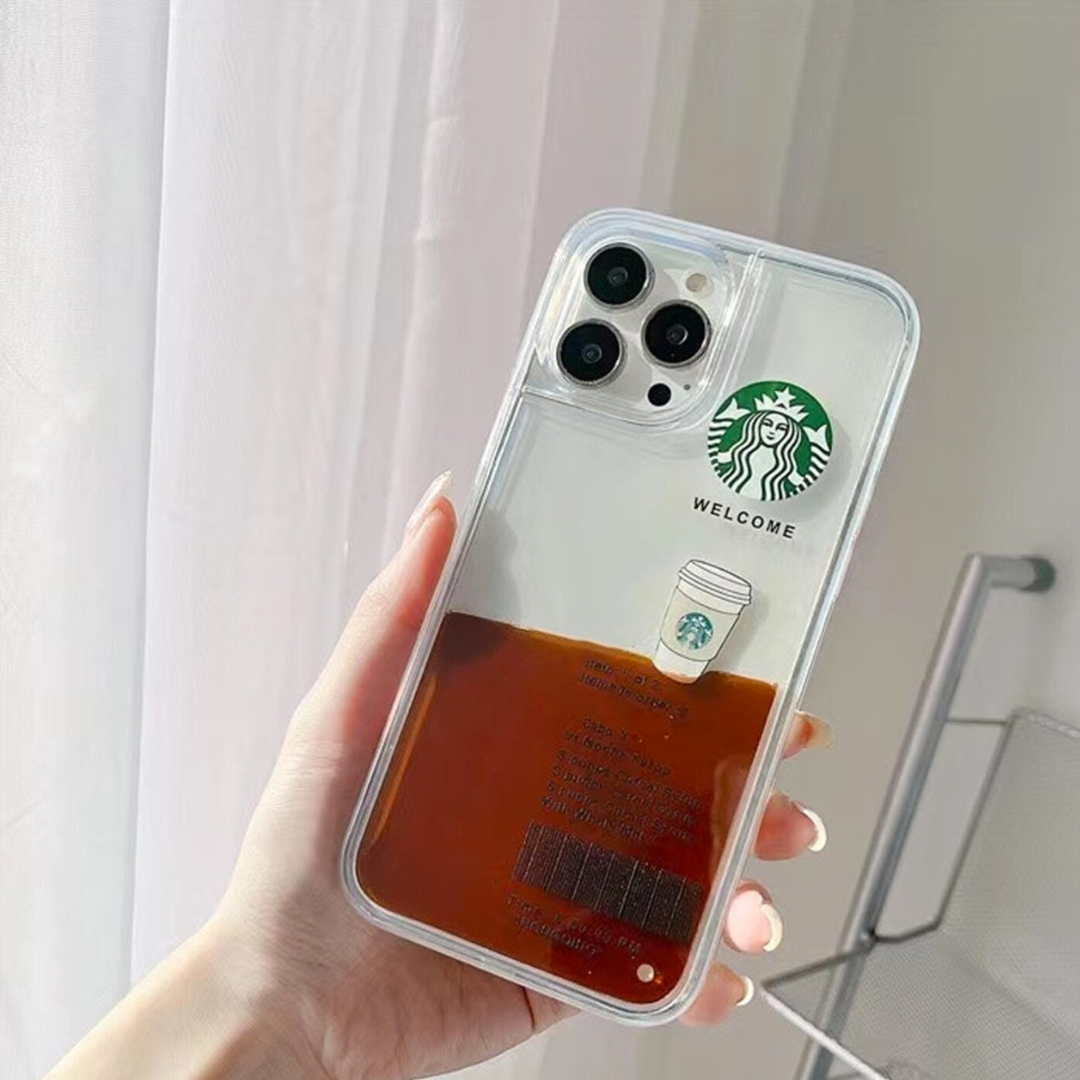 iPhone 15 Series Starbucks Liquid Coffee Floating Cup Case