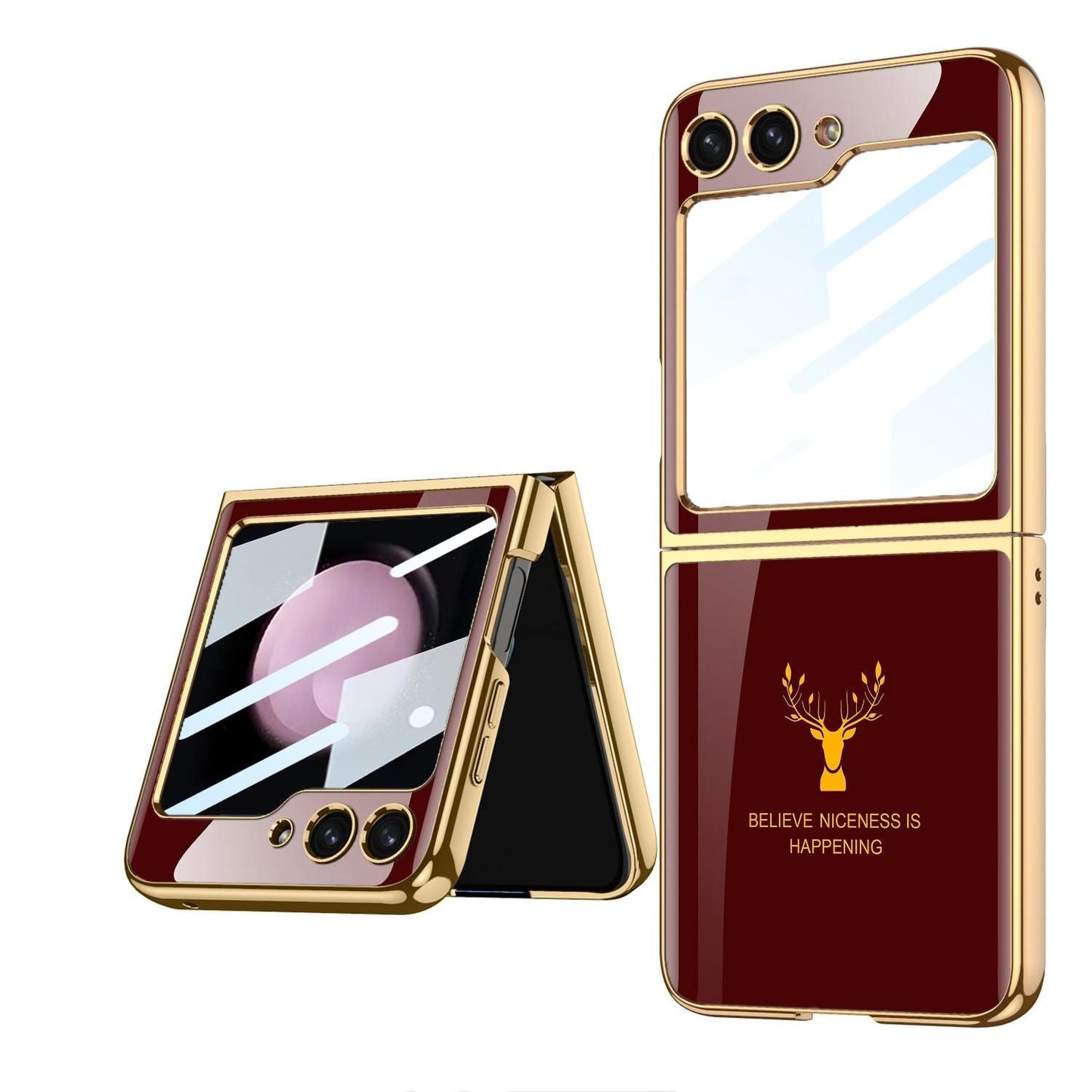 Samsung Galaxy Z Flip Series Deer Pattern Glass Case