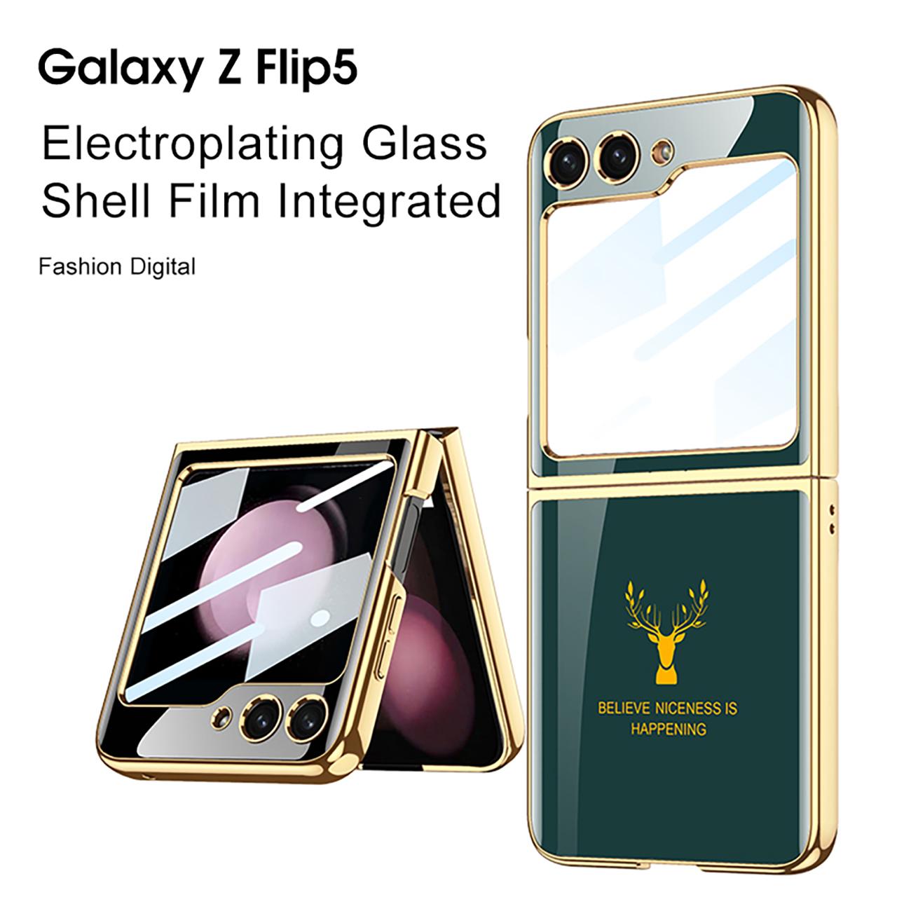Samsung Galaxy Z Flip Series Deer Pattern Glass Case