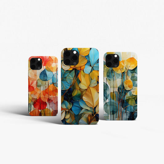 Abstract Floral Printed Matte Back Case - iPhone 15 Series