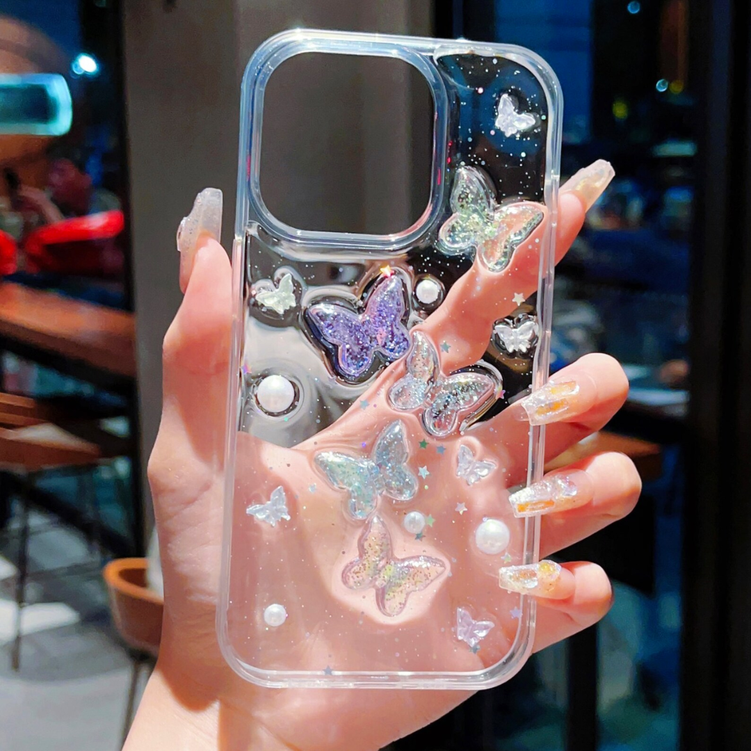 Beautiful 3D Laser Color Butterfly Phone Case For iPhone 15 Pro Max