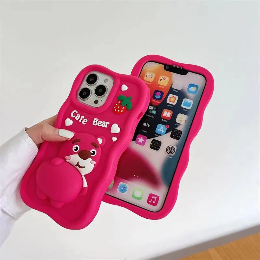 3D Bear Pattern Case - iPhone