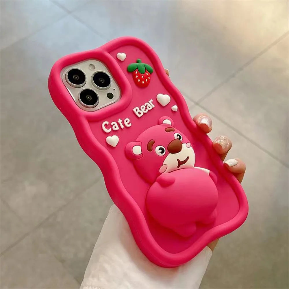 3D Bear Pattern Case - iPhone