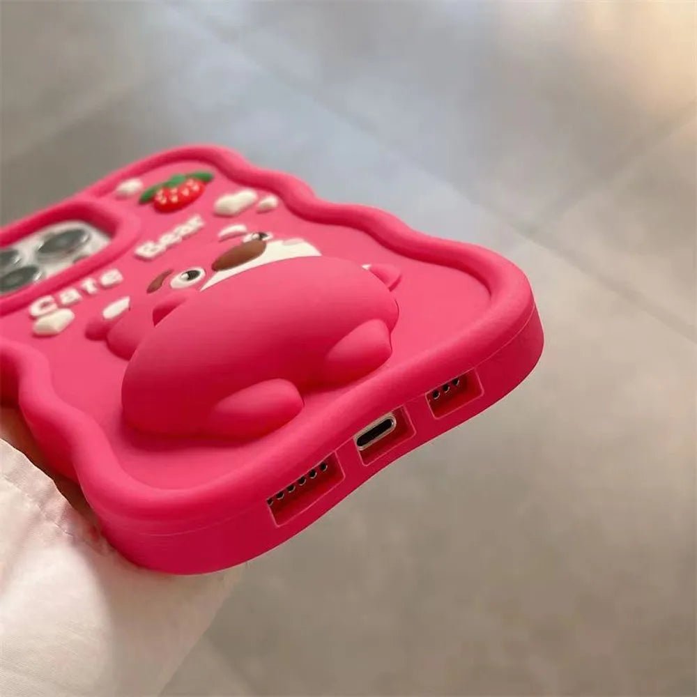 3D Bear Pattern Case - iPhone