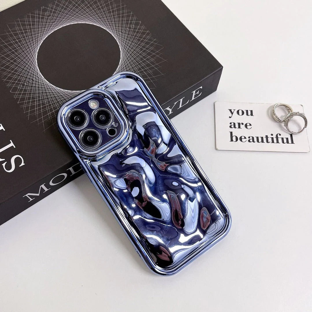 3D Mirror Meteorite Texture Glossy Phone Case -iPhone