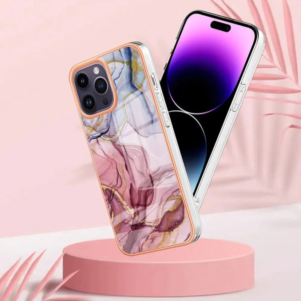 Lustrous Marble Pattern Fancy Case - iPhone