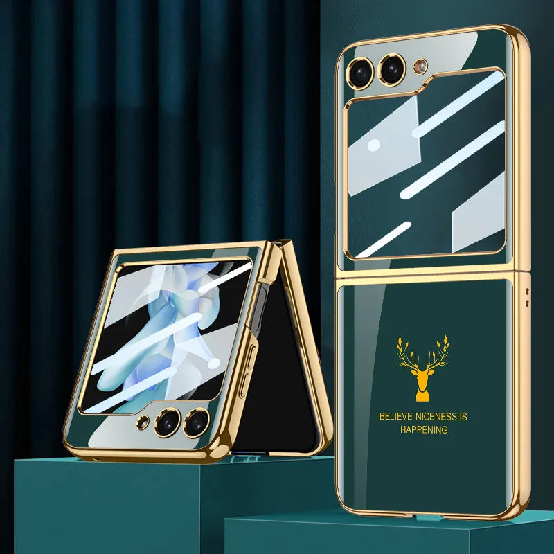 Samsung Galaxy Z Flip Series Deer Pattern Glass Case