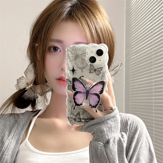 Glittering Butterfly Case with Phone Grasper - iPhone