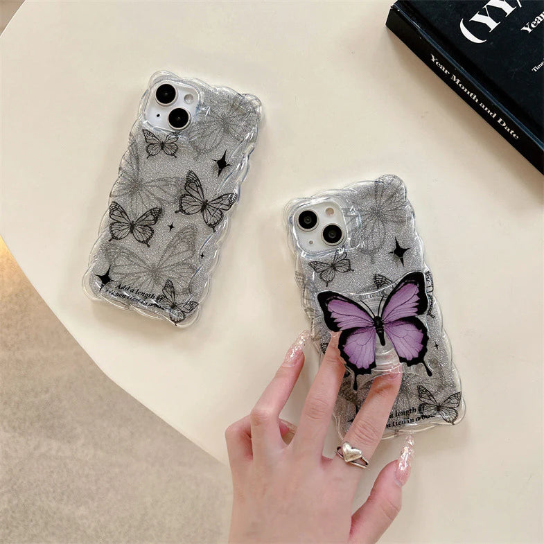 Glittering Butterfly Case with Phone Grasper - iPhone