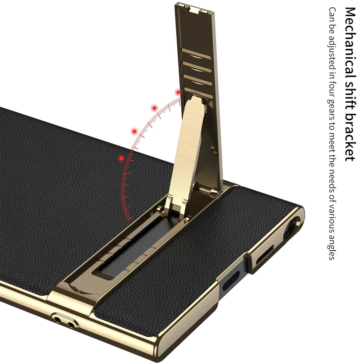 Galaxy S24 Ultra Shockproof Triumph Electroplating Leather Stand Case