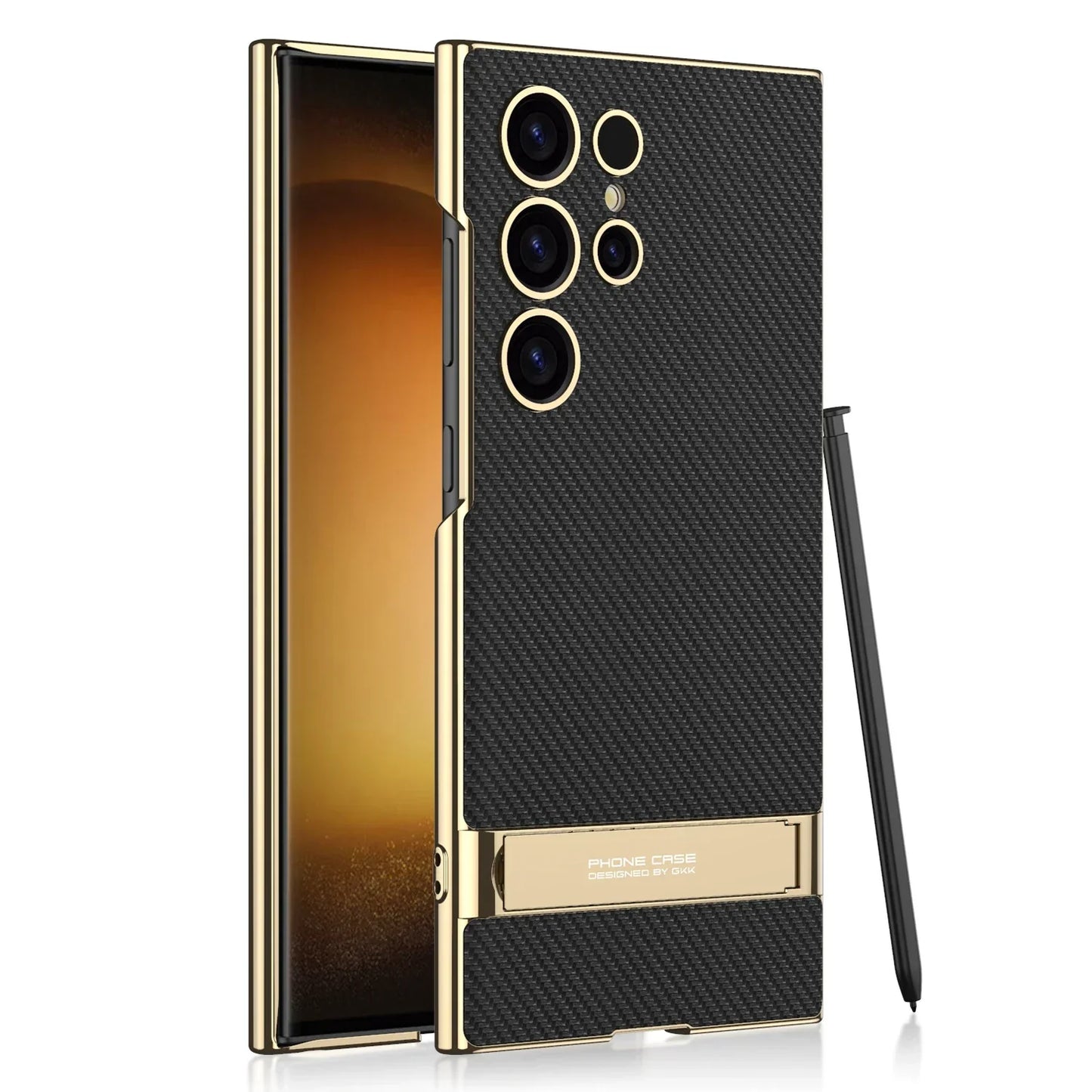 Galaxy S24 Ultra Shockproof Triumph Electroplating Leather Stand Case