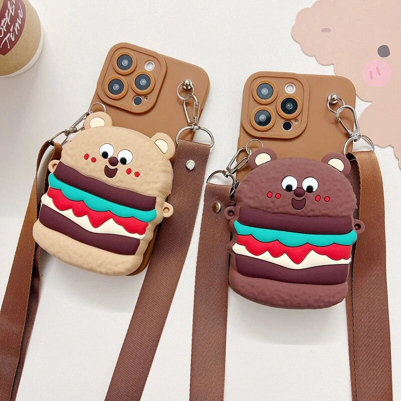 Pretty Teddy Pattern Cartoon Wallet Phone Case - iPhone