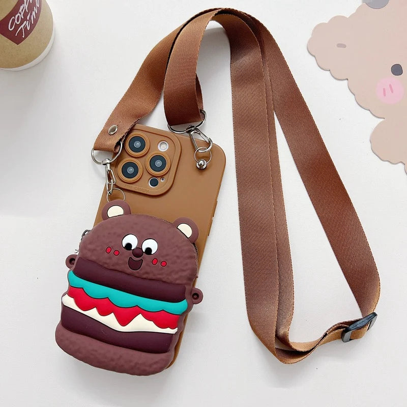 Pretty Teddy Pattern Cartoon Wallet Phone Case - iPhone