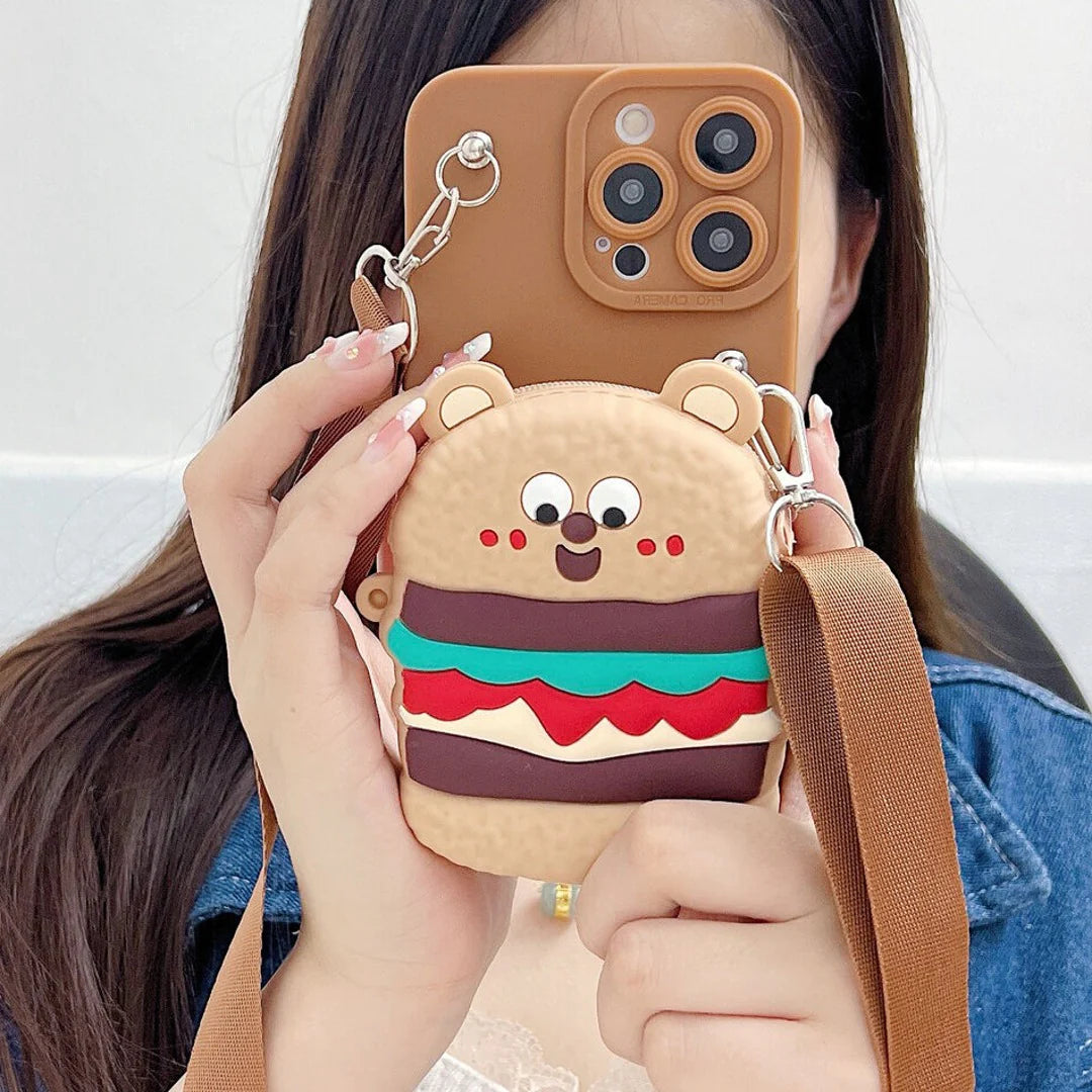 Pretty Teddy Pattern Cartoon Wallet Phone Case - iPhone