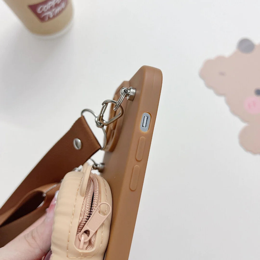 Pretty Teddy Pattern Cartoon Wallet Phone Case - iPhone