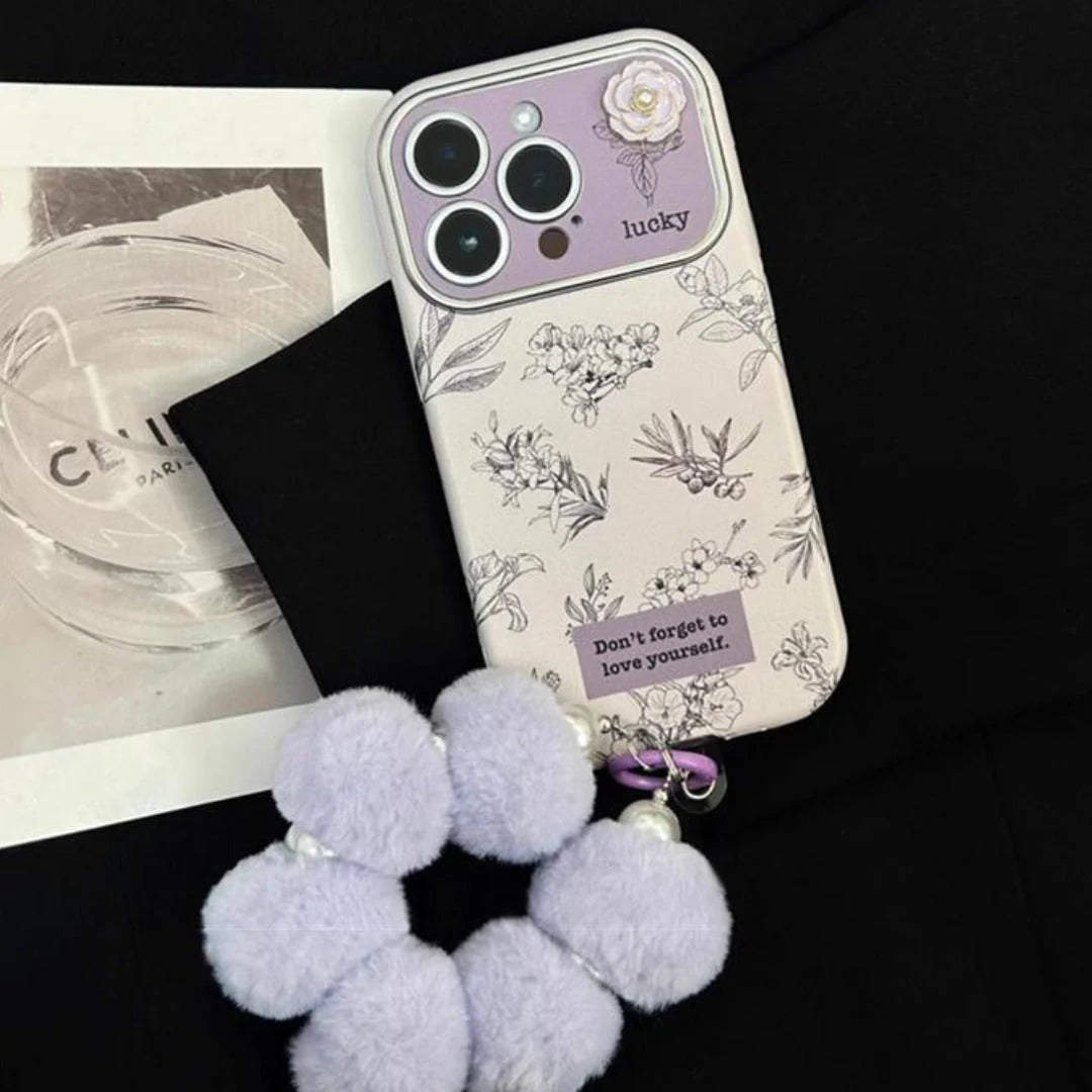 Premium Purple Blossom Phone Case with Charm - iPhone Series