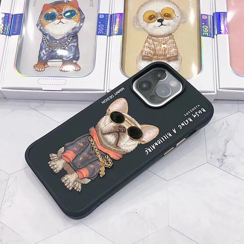 Nimmy 3D Embroided Swag Dog Back Case For iPhone 14 Pro Max