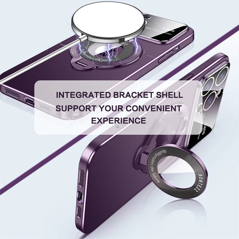 Luxury Slim Matte PC Bracket Magsafe Case for iPhone 13 Pro Max