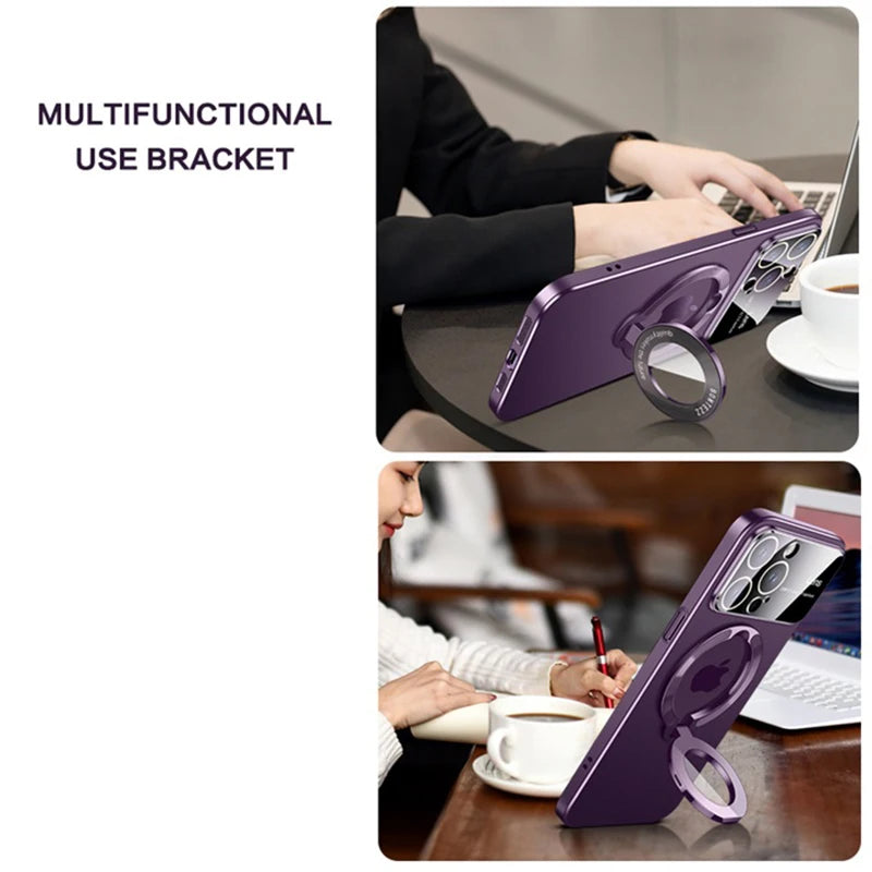 Luxury Slim Matte PC Bracket Magsafe Case for iPhone 13 Pro Max