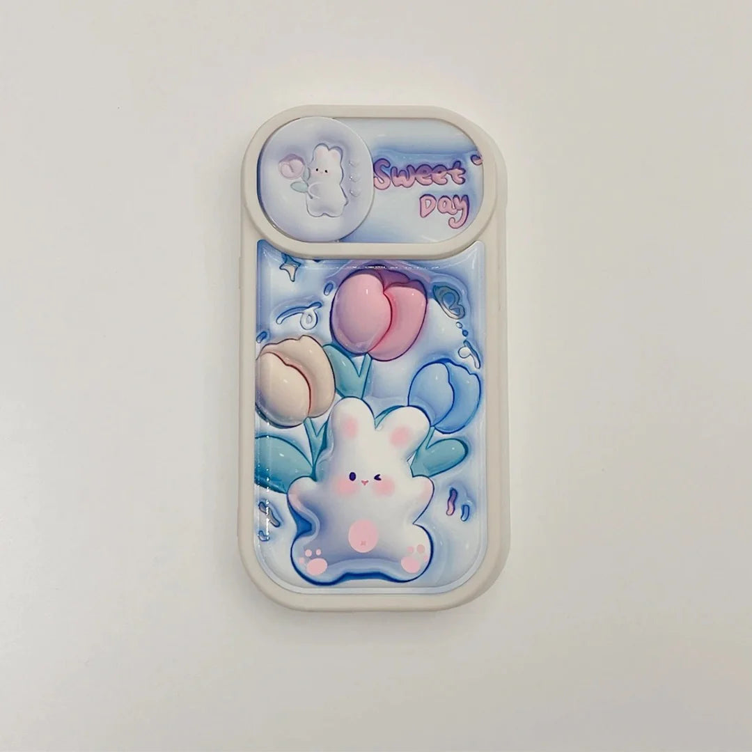 Sweet Sliding Camera Rabbit Pattern Phone Case -iPhone
