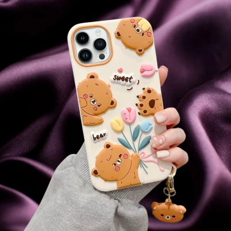 Cute 3D Bear Charm Pattern Phone Case