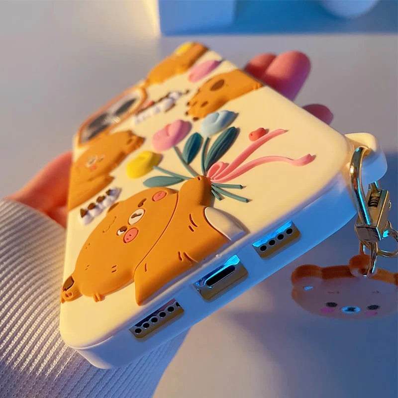 Cute 3D Bear Charm Pattern Phone Case
