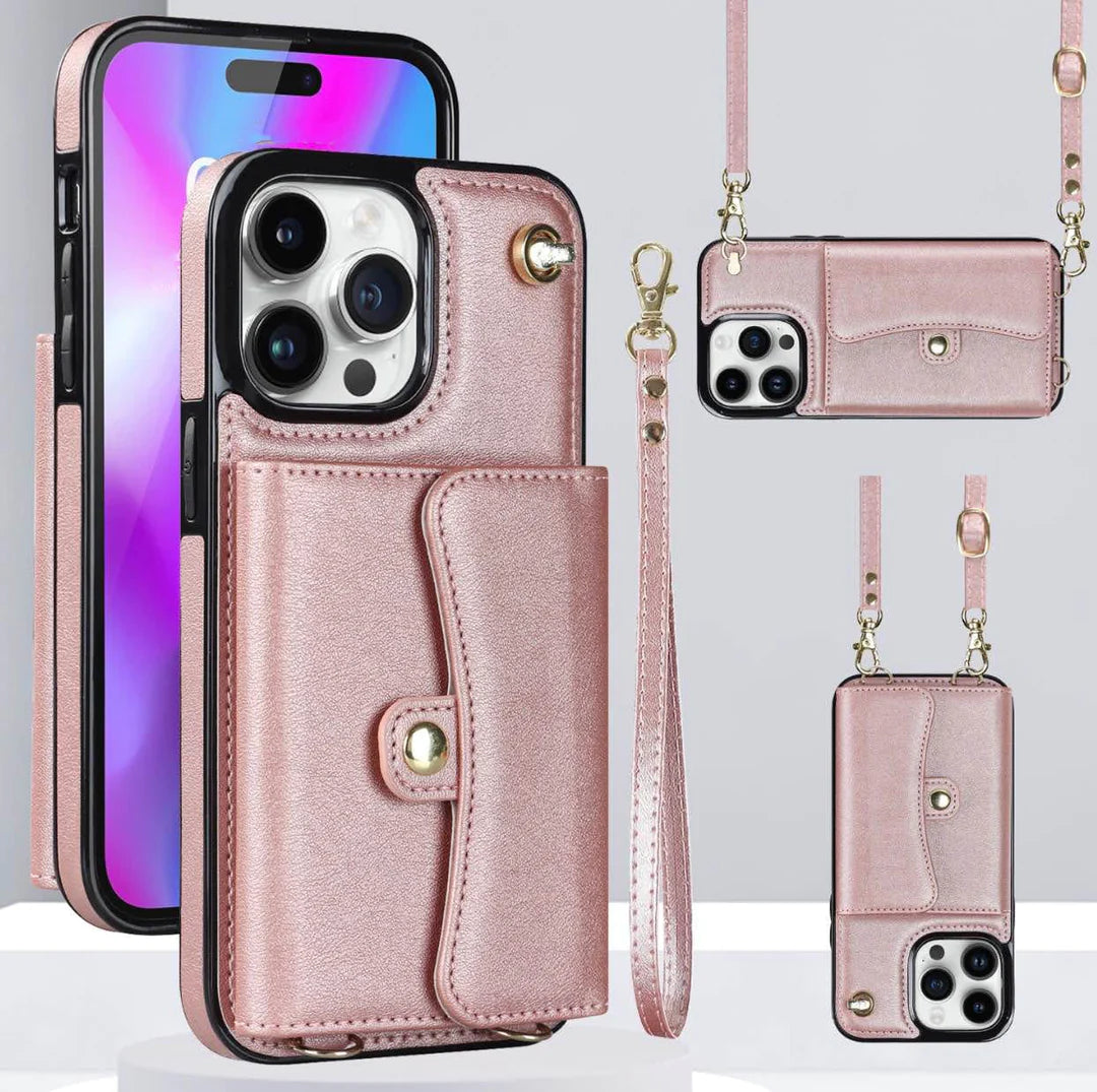 Graceful Wallet Style Lanyard Phone Case - iPhone