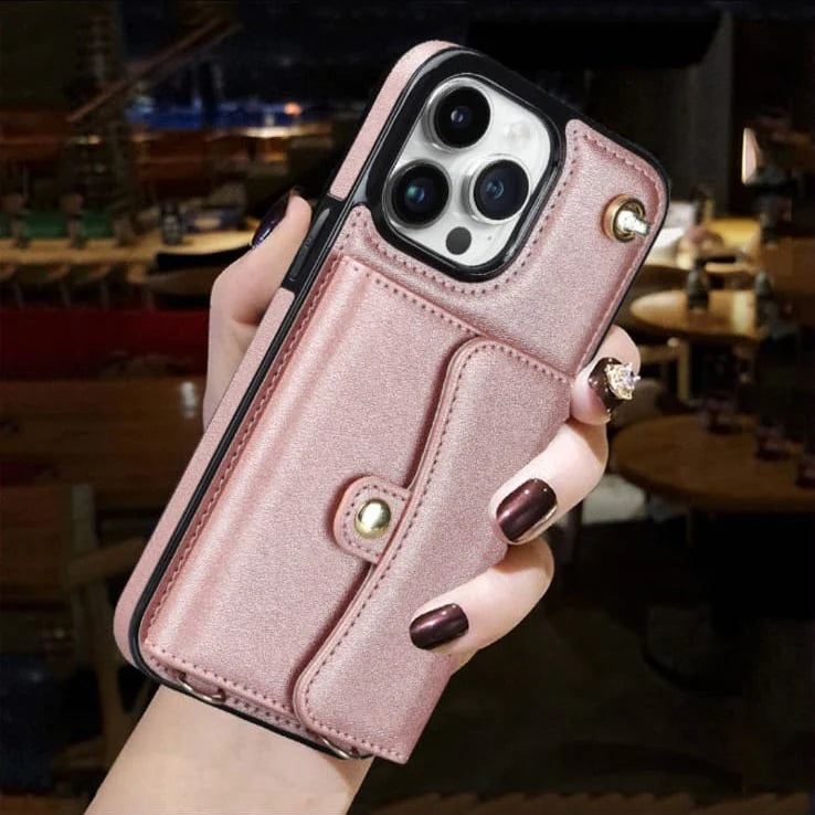 Graceful Wallet Style Lanyard Phone Case - iPhone
