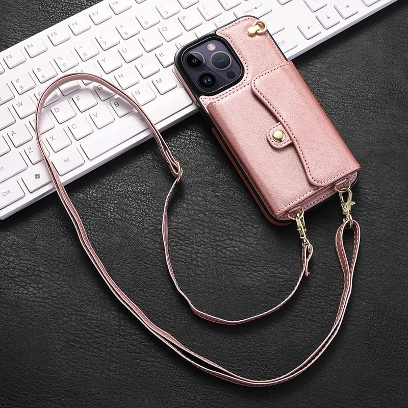 Graceful Wallet Style Lanyard Phone Case - iPhone