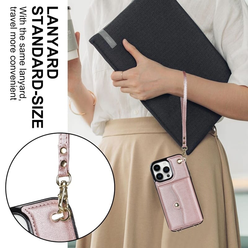 Graceful Wallet Style Lanyard Phone Case - iPhone
