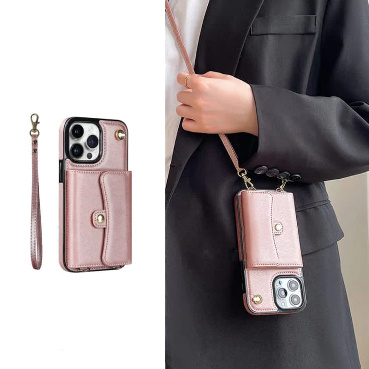 Graceful Wallet Style Lanyard Phone Case - iPhone