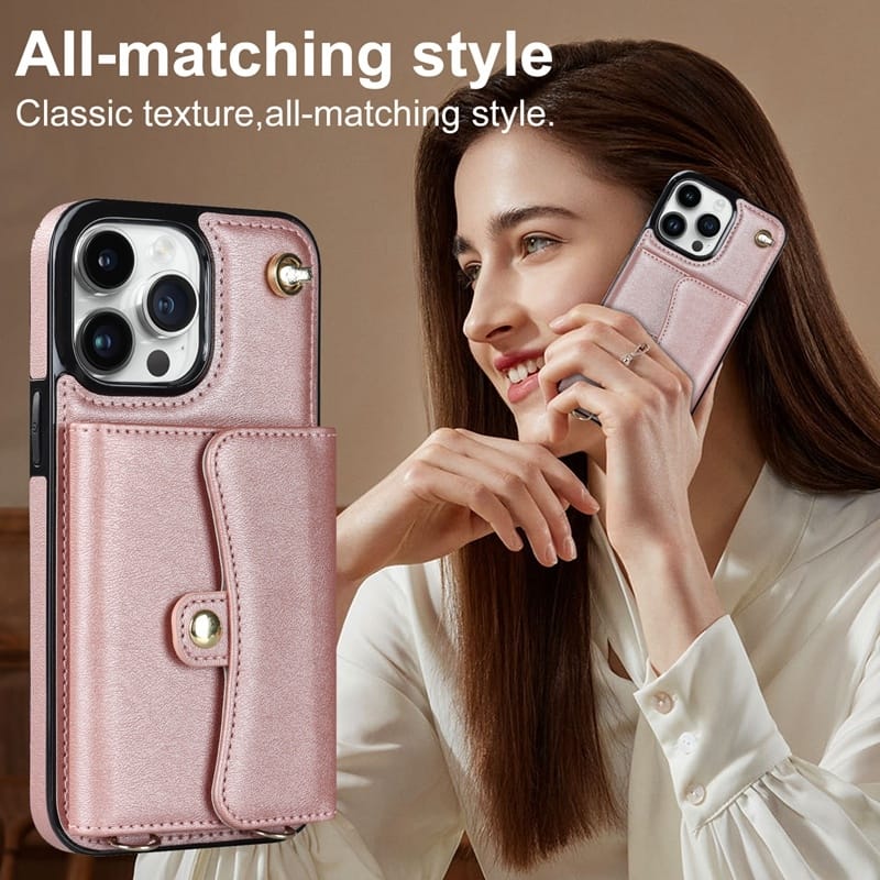 Graceful Wallet Style Lanyard Phone Case - iPhone