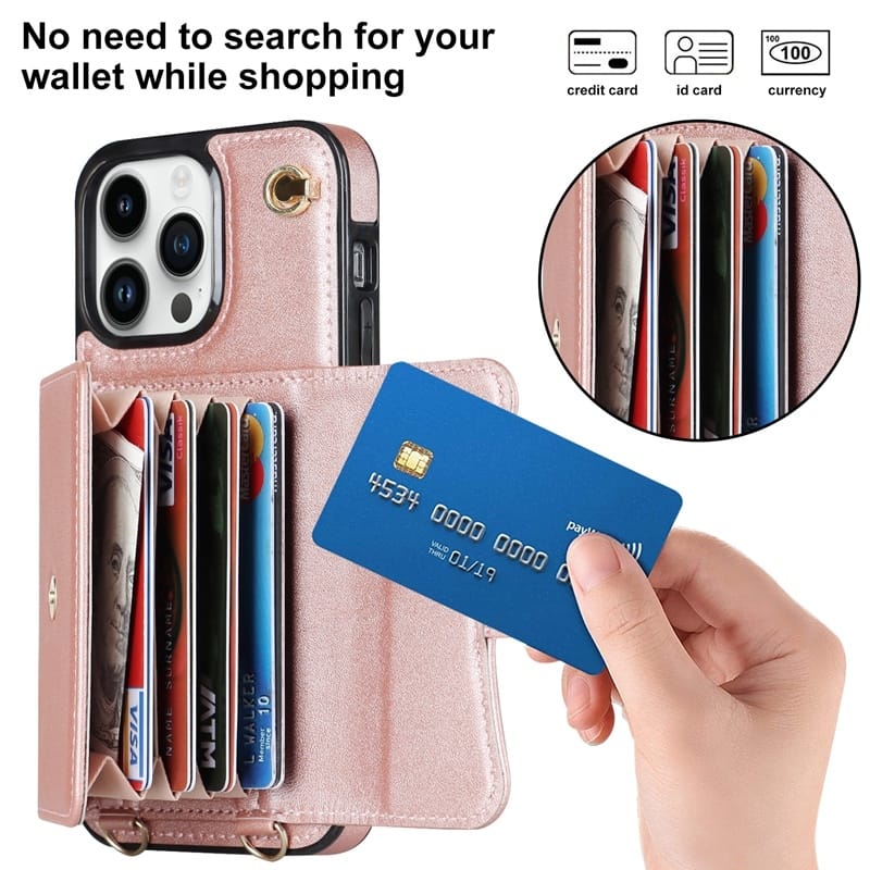 Graceful Wallet Style Lanyard Phone Case - iPhone