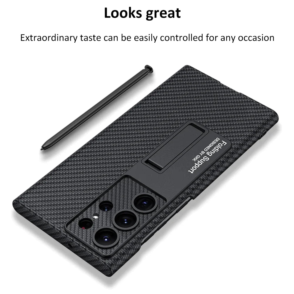 ULTRA THIN LEATHER CASE WITH BRACKET FOR SAMSUNG GALAXY S24 ULTRA