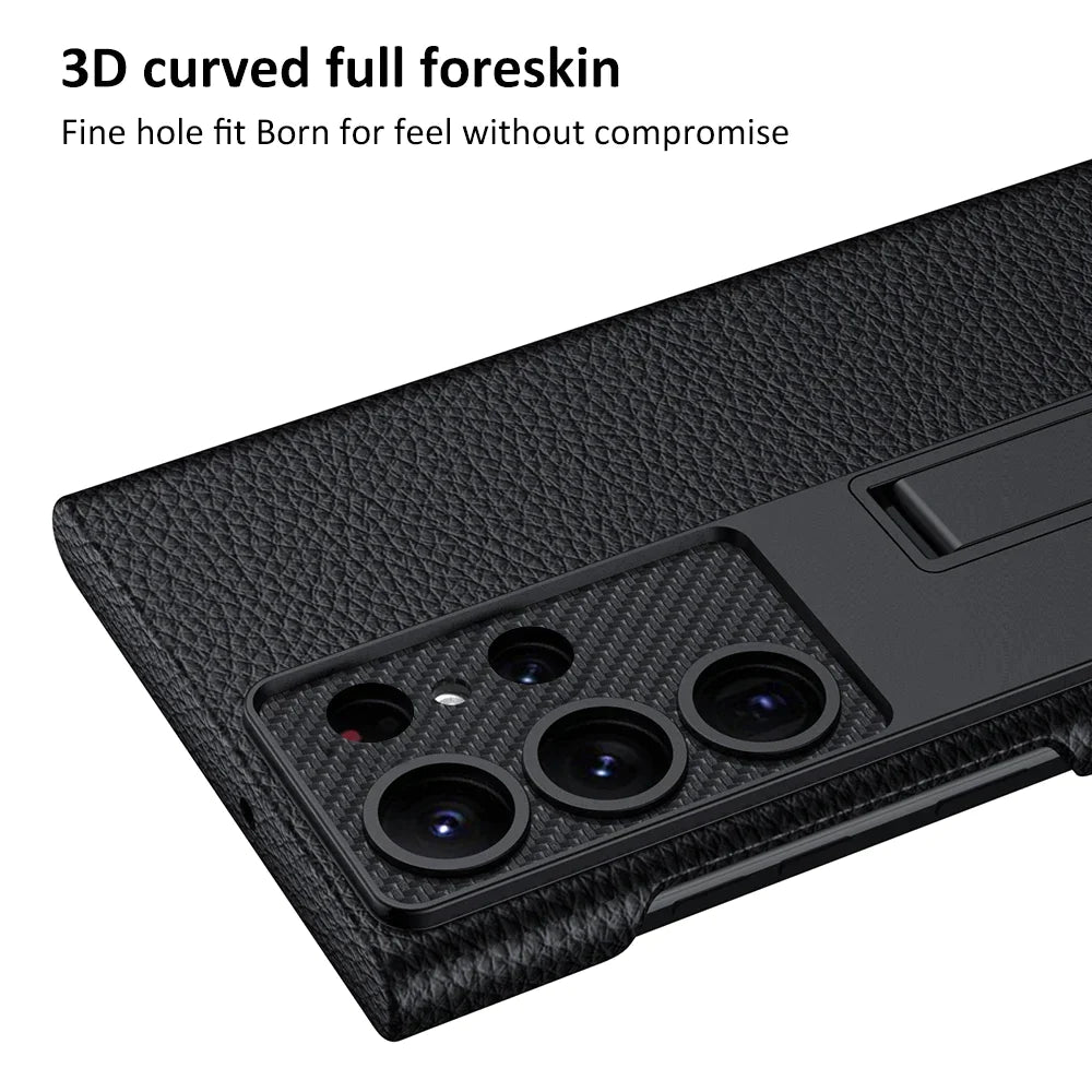 ULTRA THIN LEATHER CASE WITH BRACKET FOR SAMSUNG GALAXY S24 ULTRA